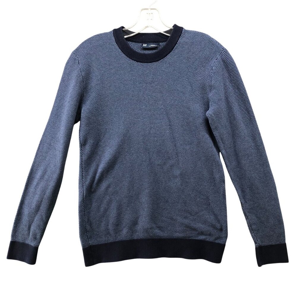 Gap Crewneck Sweater Mens XS Cotton Blue Textured Knit Pullover